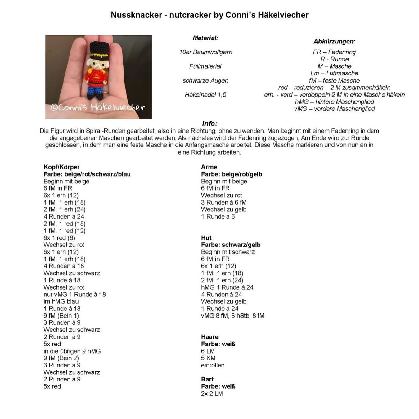 Crochet Pattern for Miniature Nutcracker Soldier
