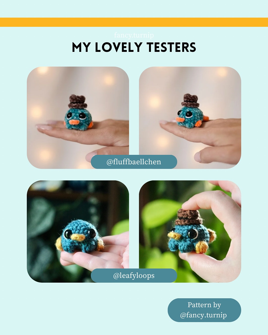 Crochet Pattern for Perry the Tiny Platypus Amigurumi