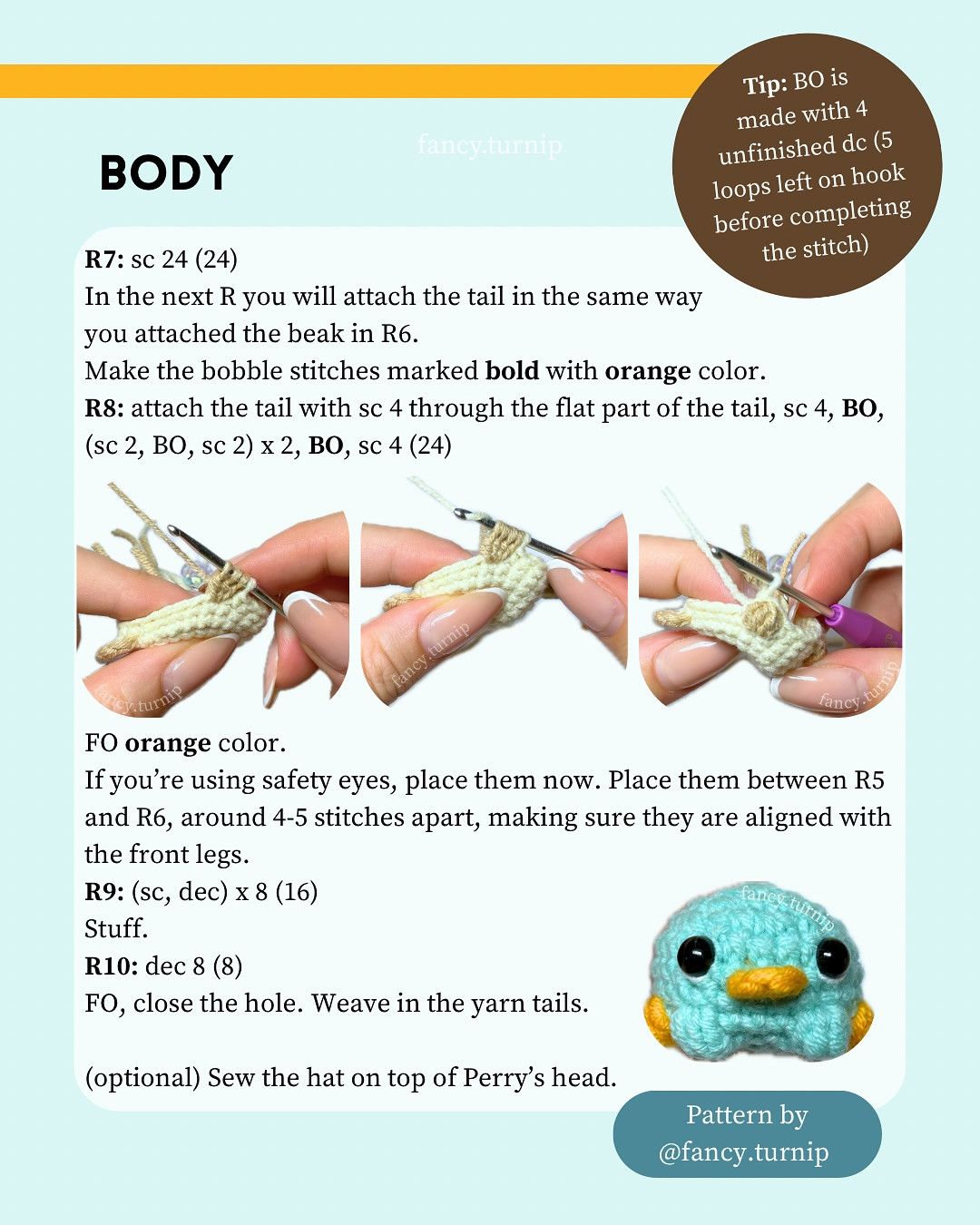 Crochet Pattern for Perry the Tiny Platypus Amigurumi