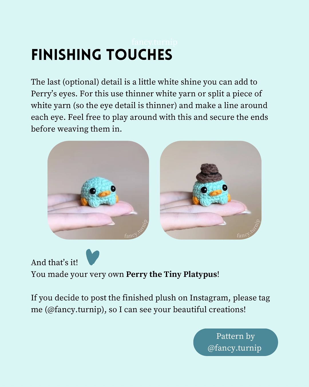 Crochet Pattern for Perry the Tiny Platypus Amigurumi