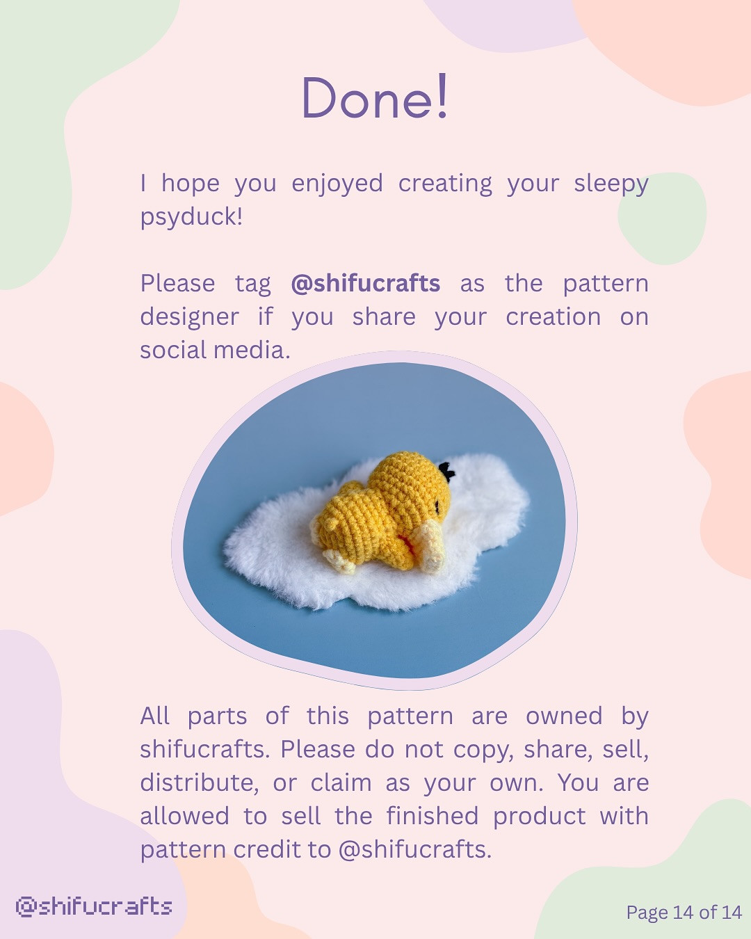 Crochet Pattern for Sleepy Psyduck Amigurumi