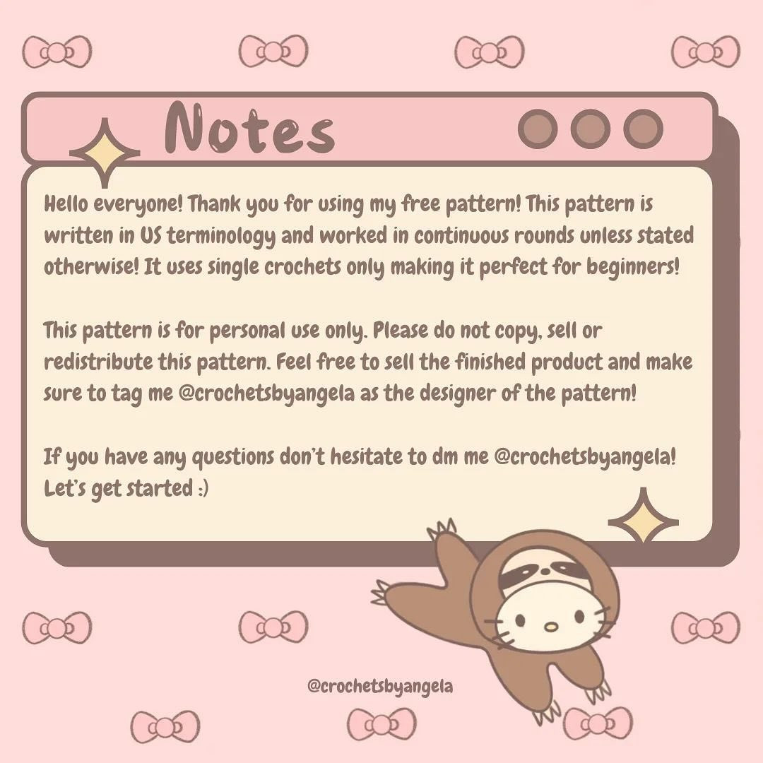 Crochet Pattern for Sleepy Sloth Hello Kitty Amigurumi
