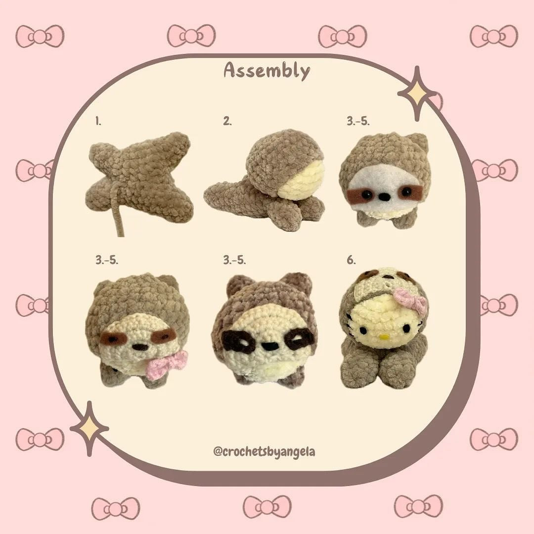 Crochet Pattern for Sleepy Sloth Hello Kitty Amigurumi