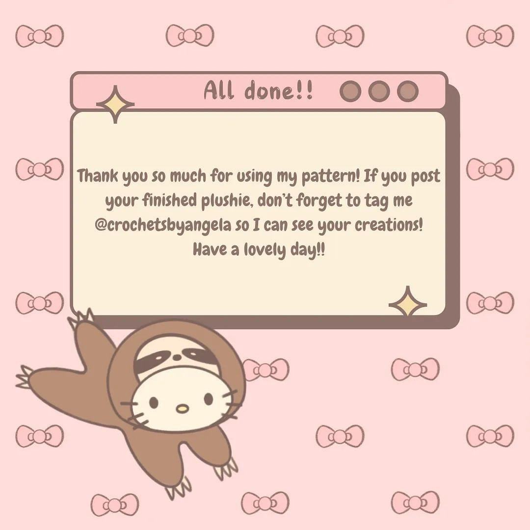 Crochet Pattern for Sleepy Sloth Hello Kitty Amigurumi