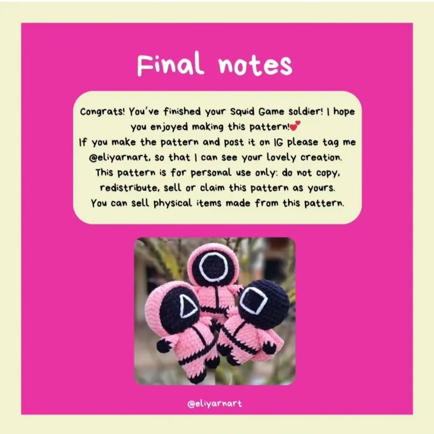 Crochet Pattern for Squid Game Soldiers Amigurumi Dolls