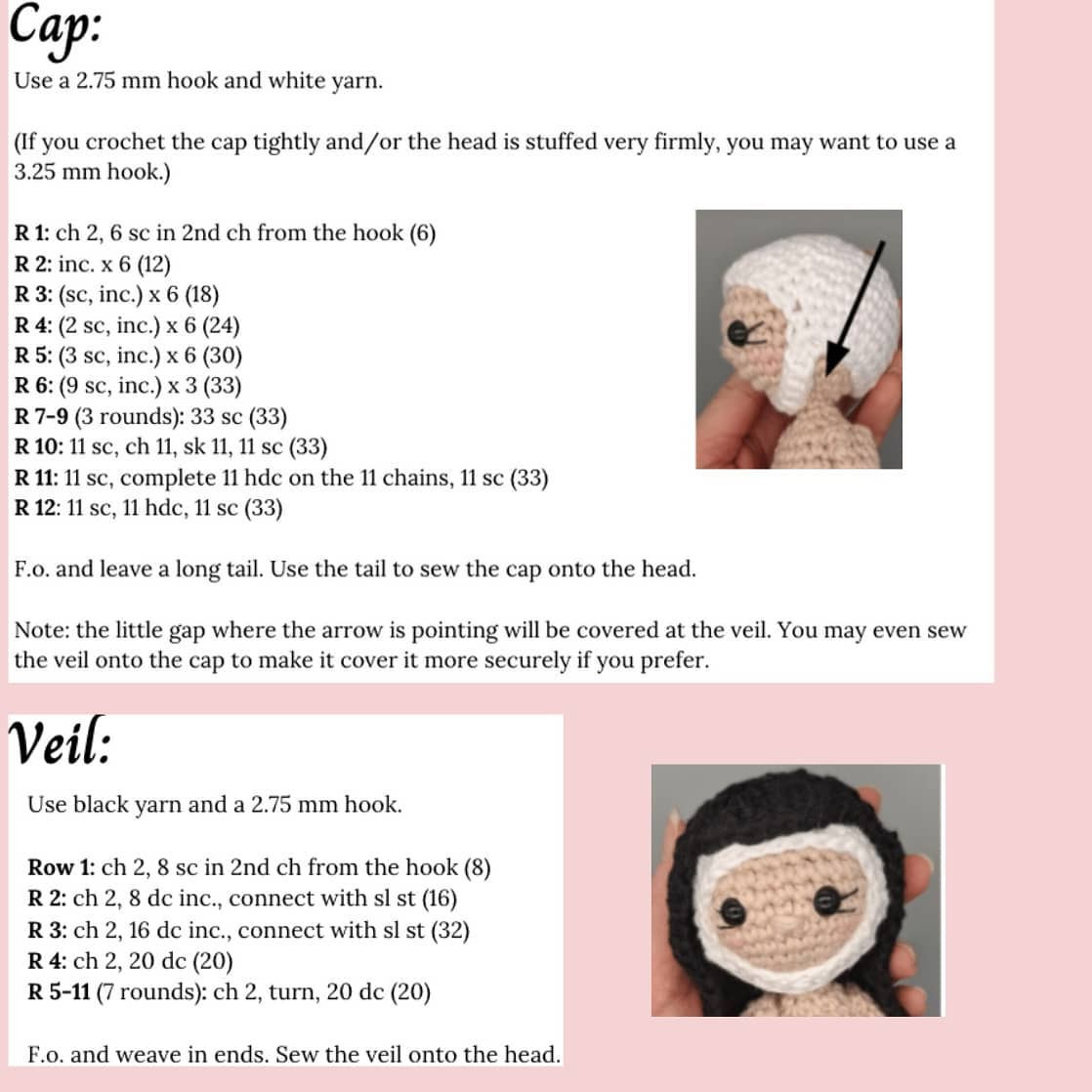 Crochet Pattern for St. Therese of Lisieux Doll Surrounded by Roses