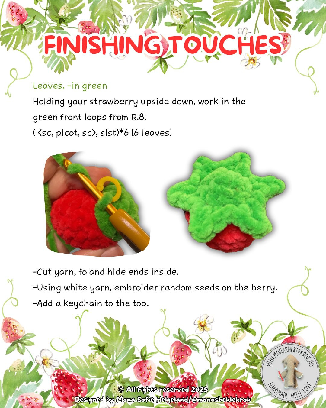 Crochet Pattern for Strawberry Keychain - Free and Easy Tutorial