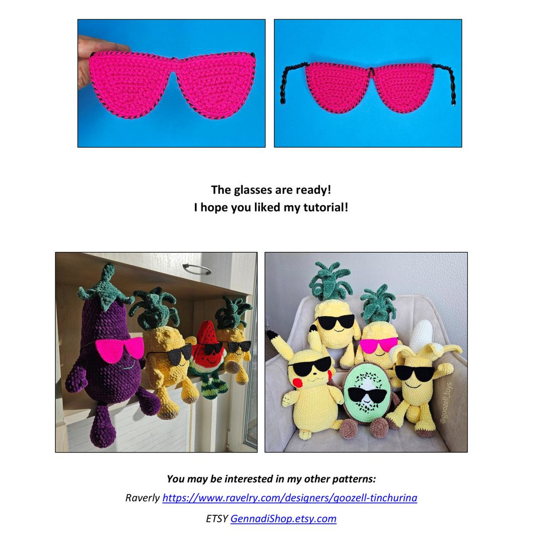 Crochet Pineapple Plushies with Sunglasses: Free Pattern Available