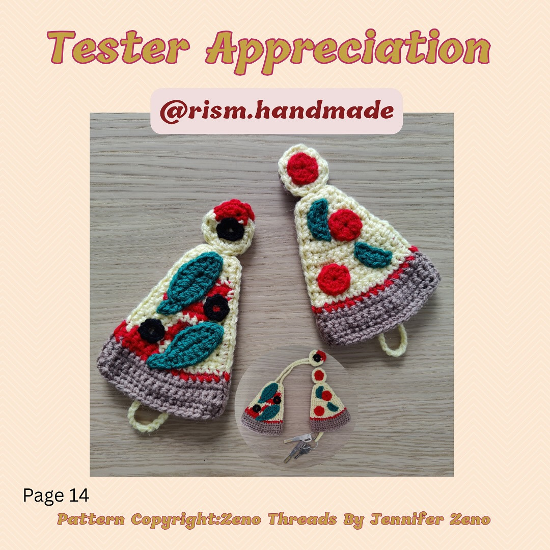 Crochet Pizza Key Cover Bag Charm Free Pattern and Tutorial