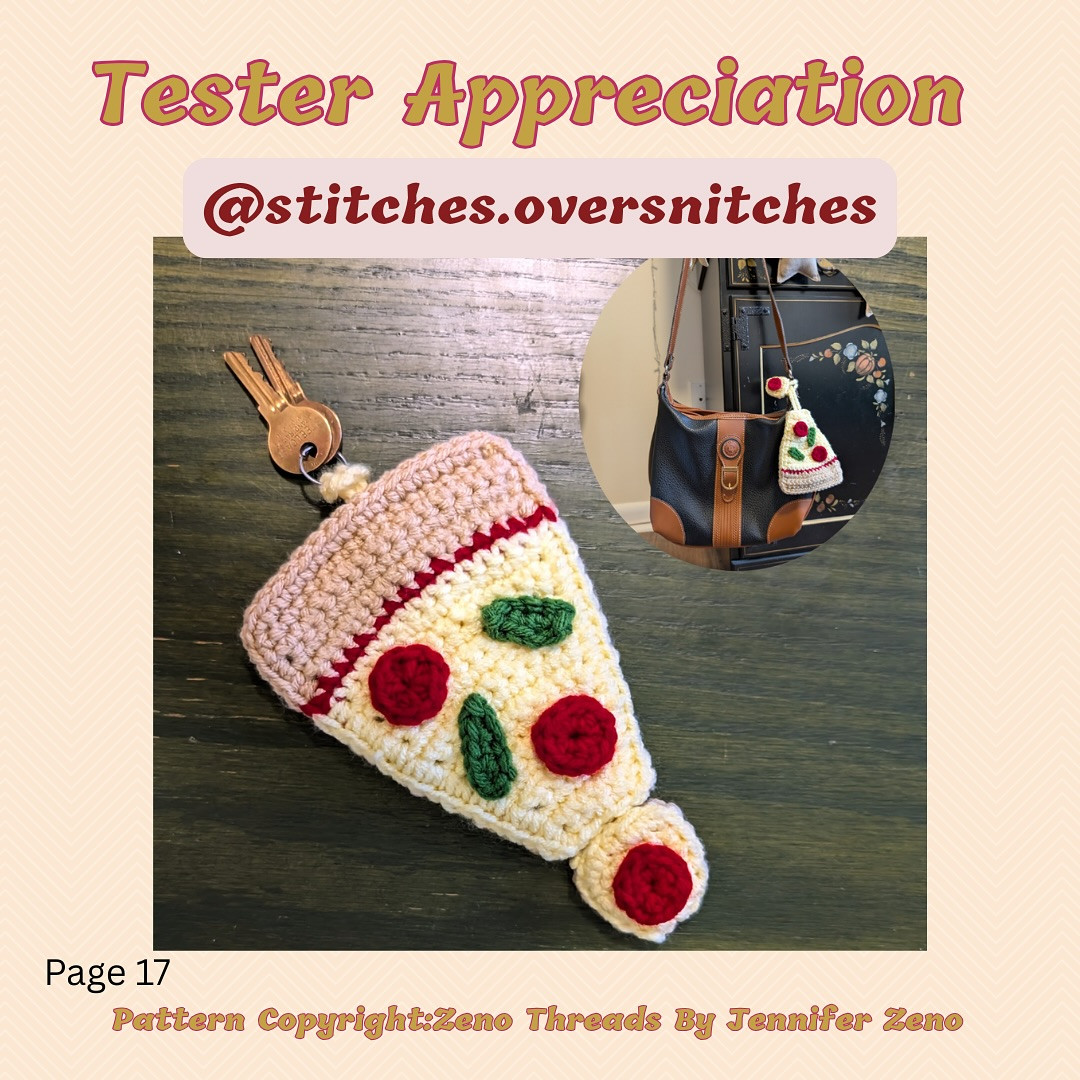 Crochet Pizza Key Cover Bag Charm Free Pattern and Tutorial