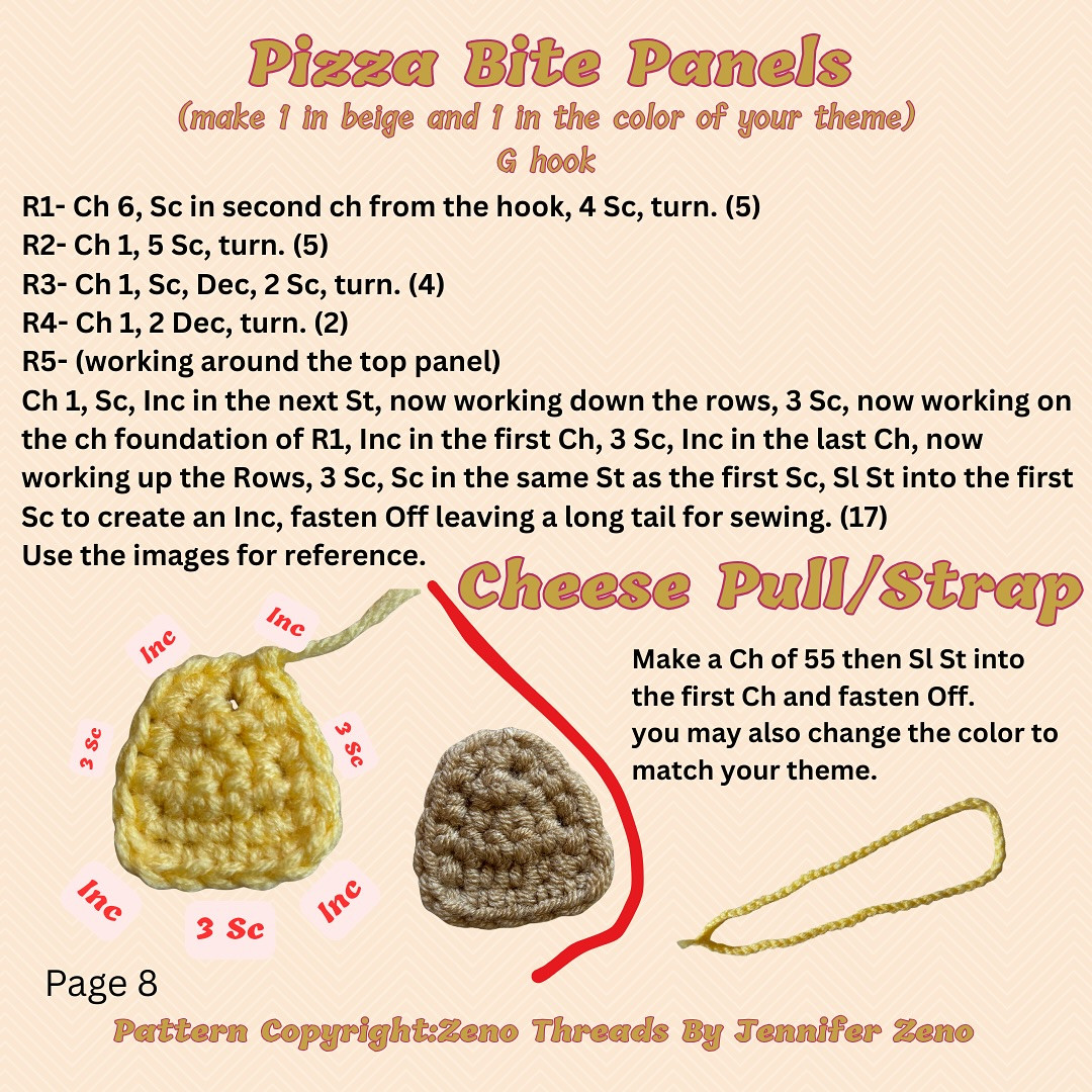 Crochet Pizza Key Cover Bag Charm Free Pattern and Tutorial