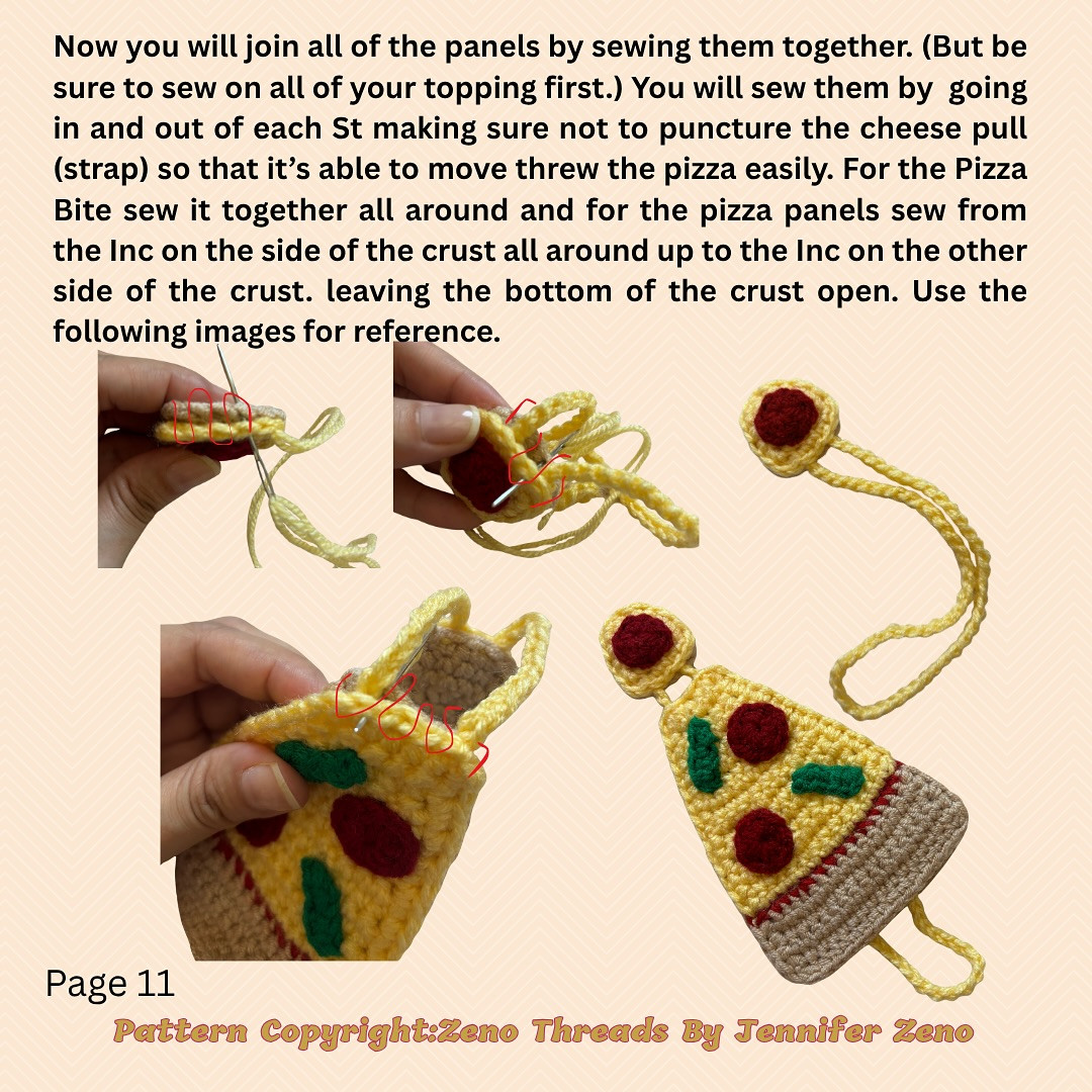 Crochet Pizza Key Cover Bag Charm Free Pattern and Tutorial