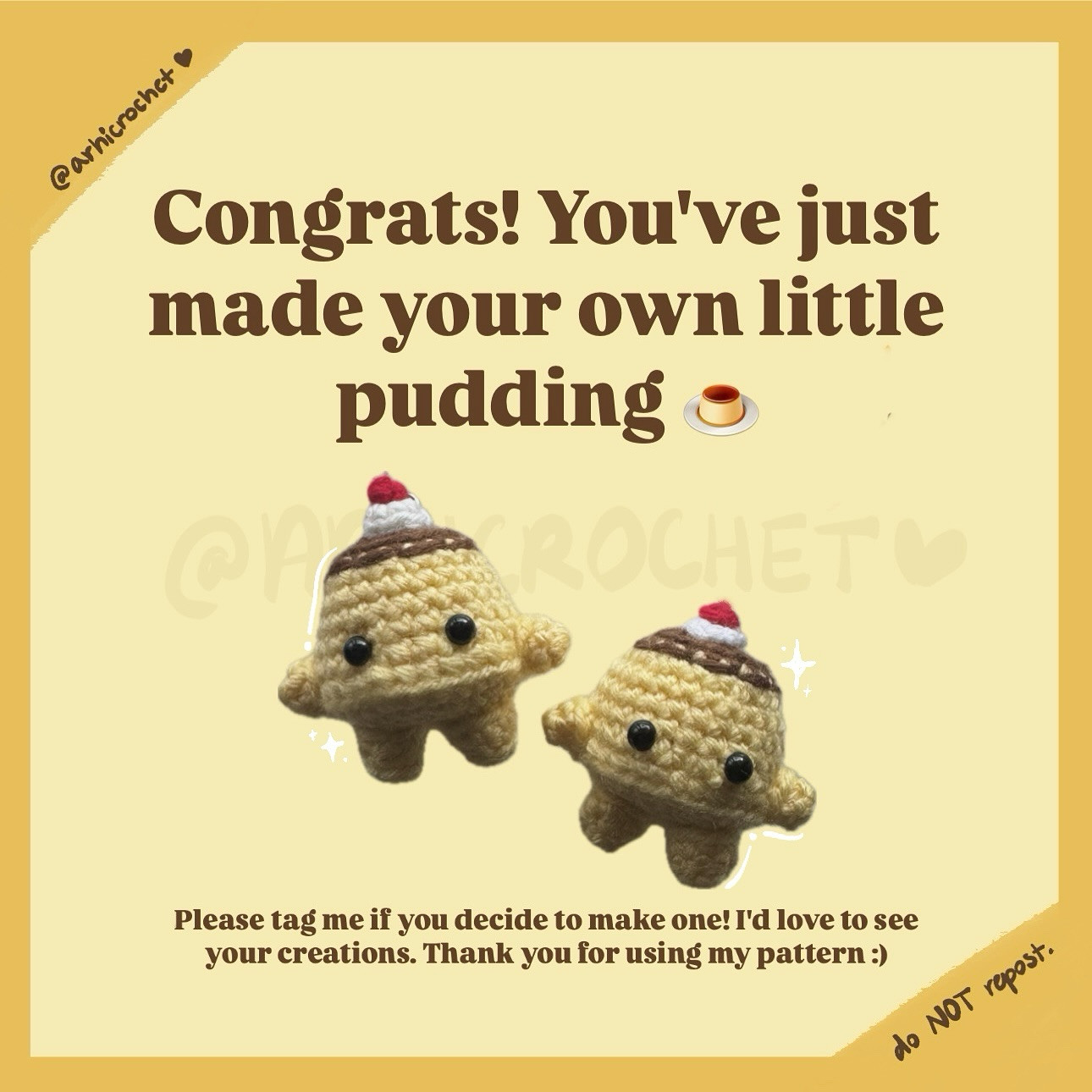 Crochet Pudding Keychain Pattern - Free and Easy Tutorial