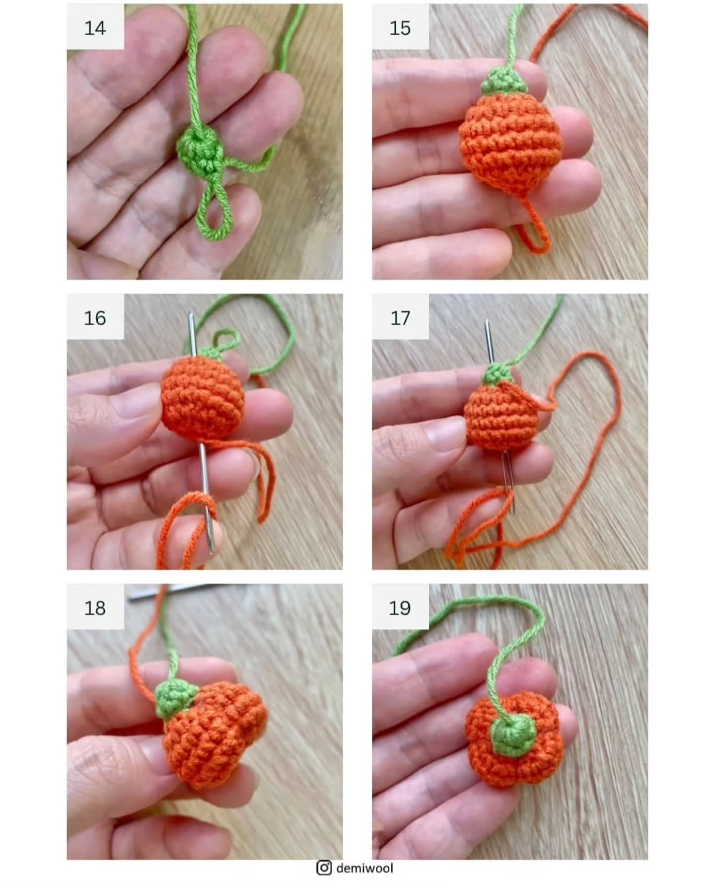 Crochet Pumpkin No-Face Chime Free Pattern