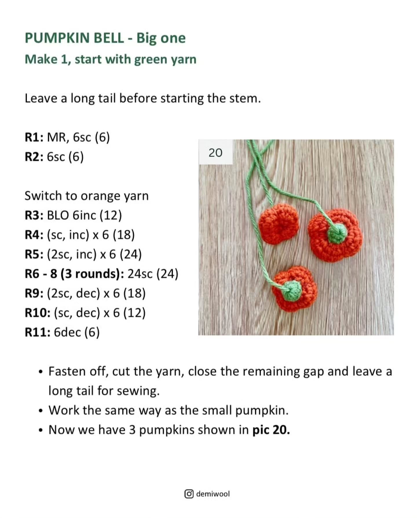 Crochet Pumpkin No-Face Chime Free Pattern