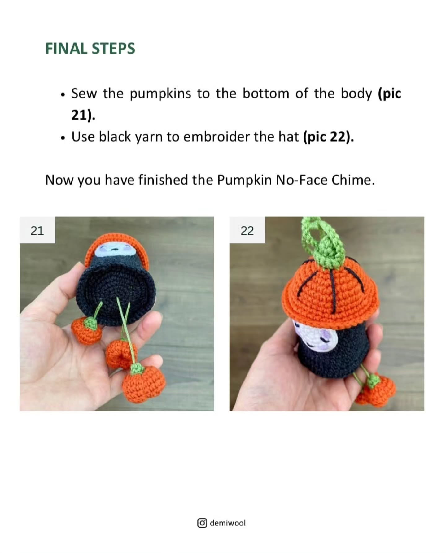 Crochet Pumpkin No-Face Chime Free Pattern