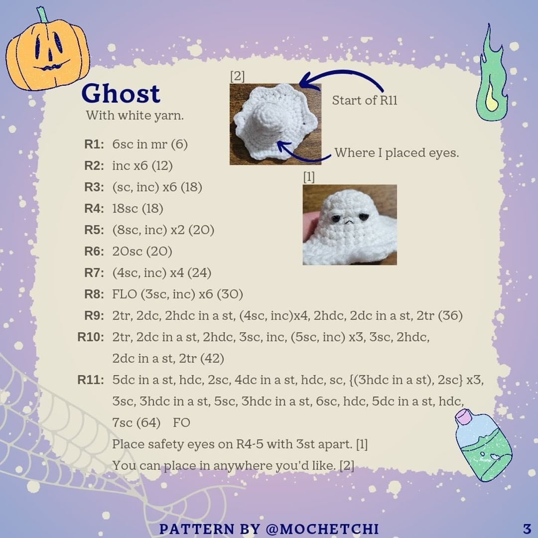 Crochet Sleepy Ghost with Pumpkin Blanket for Halloween Fun