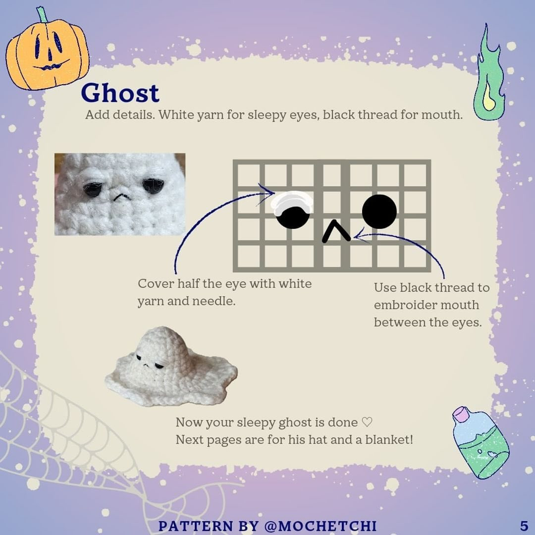 Crochet Sleepy Ghost with Pumpkin Blanket for Halloween Fun