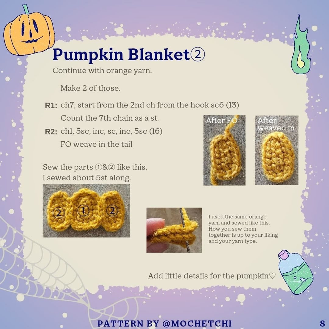 Crochet Sleepy Ghost with Pumpkin Blanket for Halloween Fun
