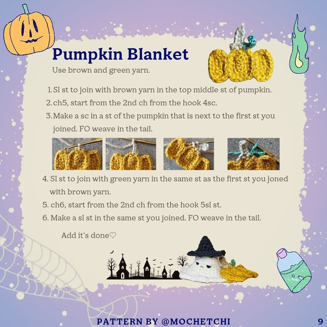 Crochet Sleepy Ghost with Pumpkin Blanket for Halloween Fun
