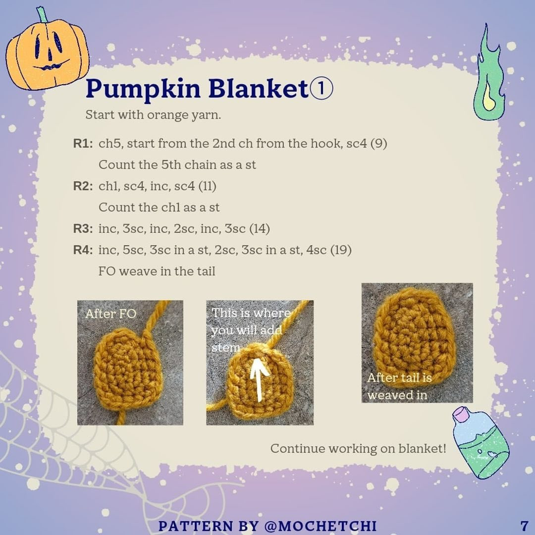 Crochet Sleepy Ghost with Pumpkin Blanket for Halloween Fun