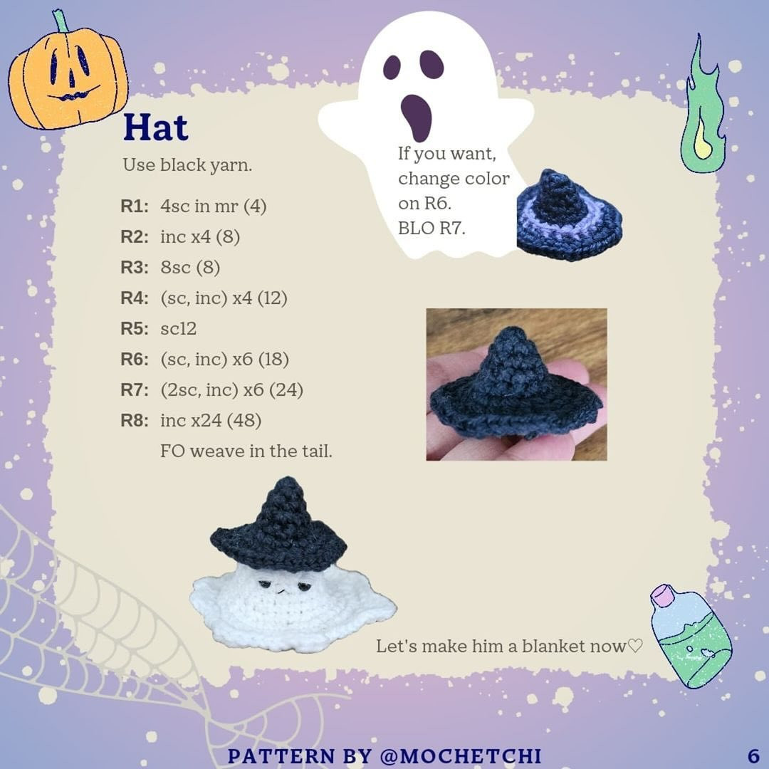 Crochet Sleepy Ghost with Pumpkin Blanket for Halloween Fun