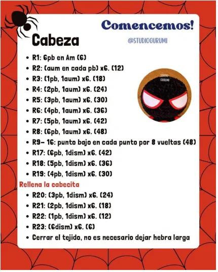 Crochet Spider Pattern with Materials and Abbreviations