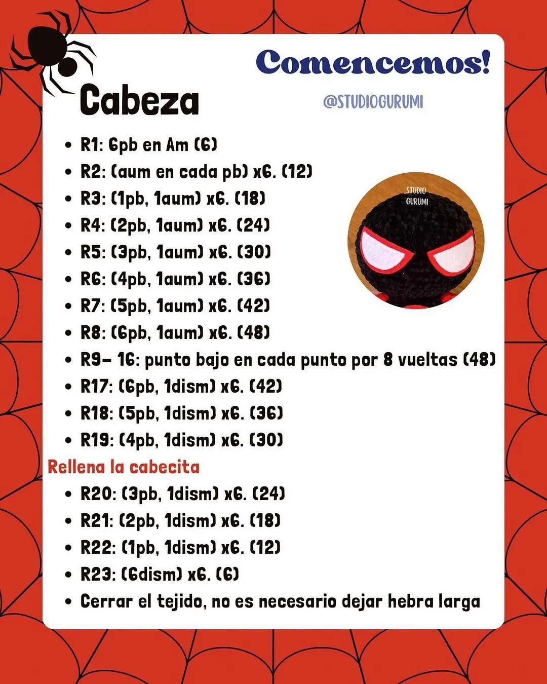 Crochet Spider Pattern with Materials and Abbreviations
