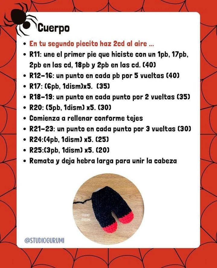 Crochet Spider Pattern with Materials and Abbreviations