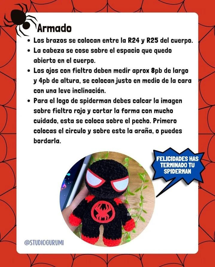 Crochet Spider Pattern with Materials and Abbreviations