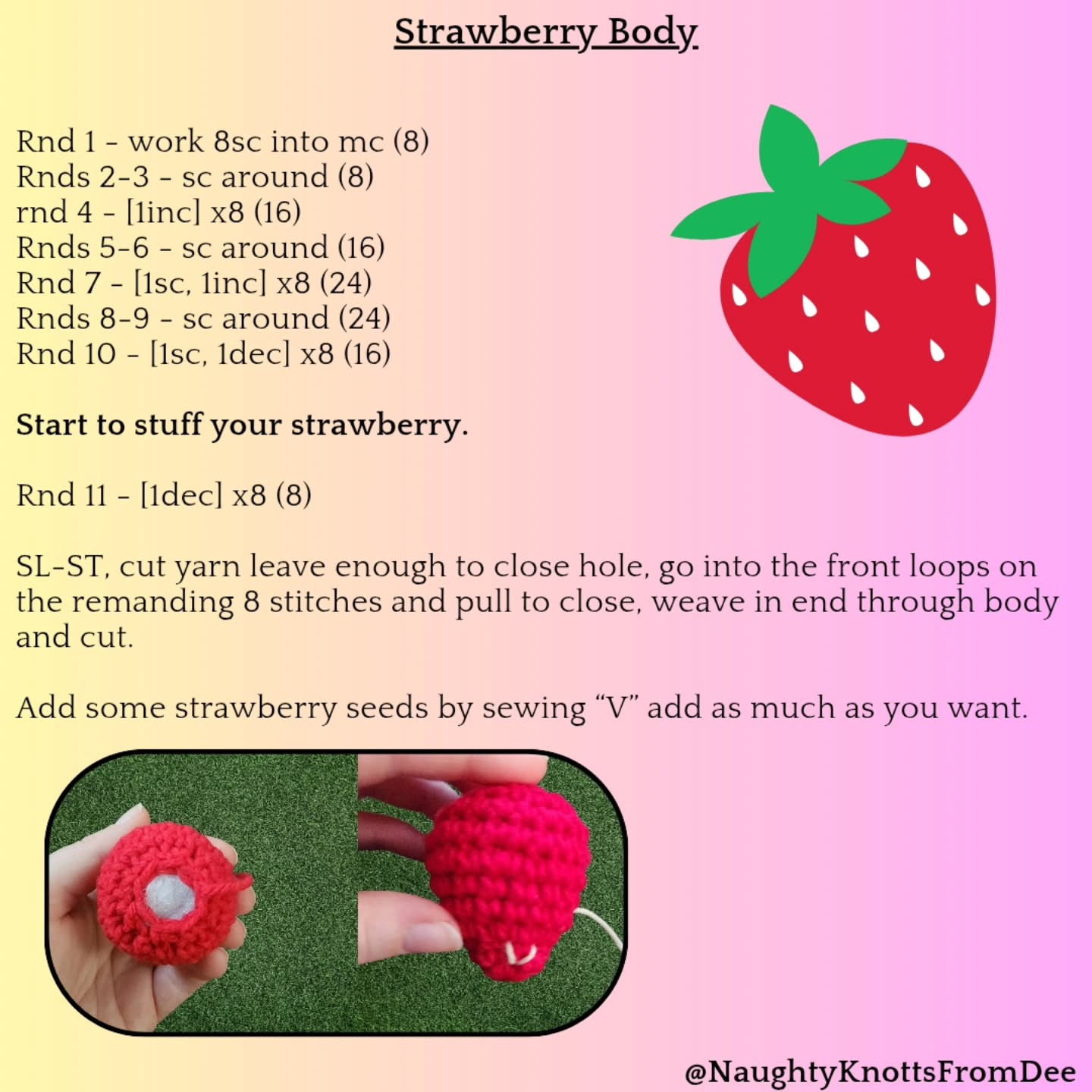 Crochet Strawberry Pattern: Easy and Free Tutorial