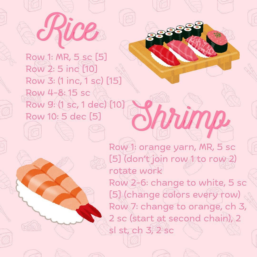 Crochet Sushi Set: Free Pattern for Beginners and Enthusiasts