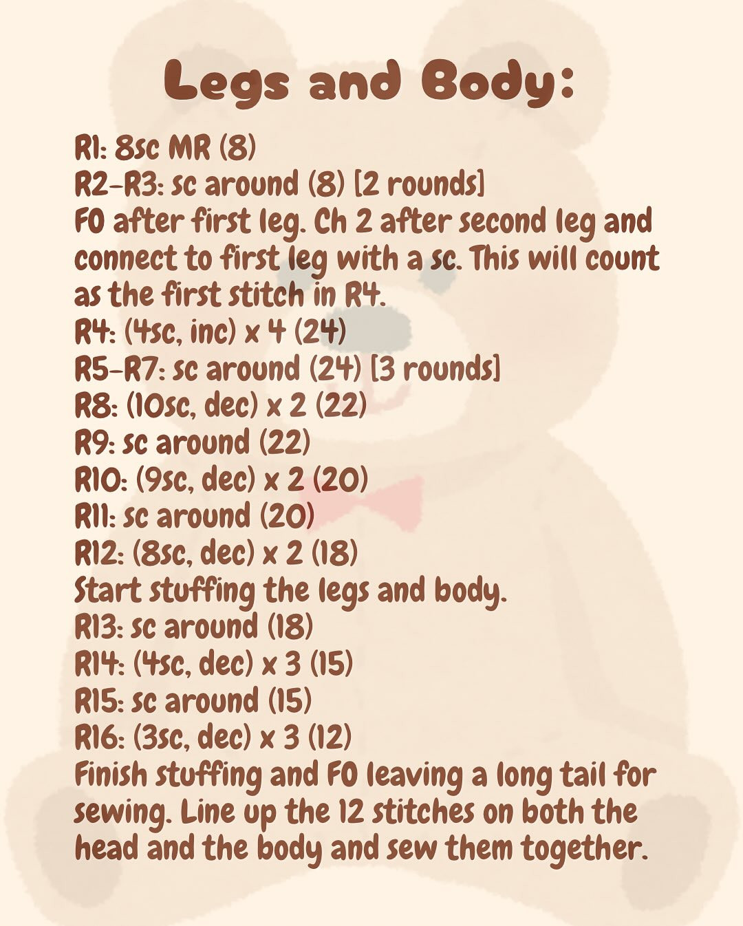 Crochet Teddy Bear Pattern for Beginners - Free and Easy