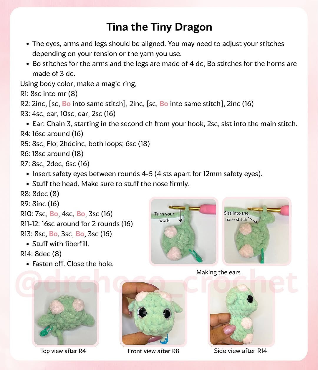 Crochet Tiny Dragon Keychains - Free Pattern by Drchoco Crochet