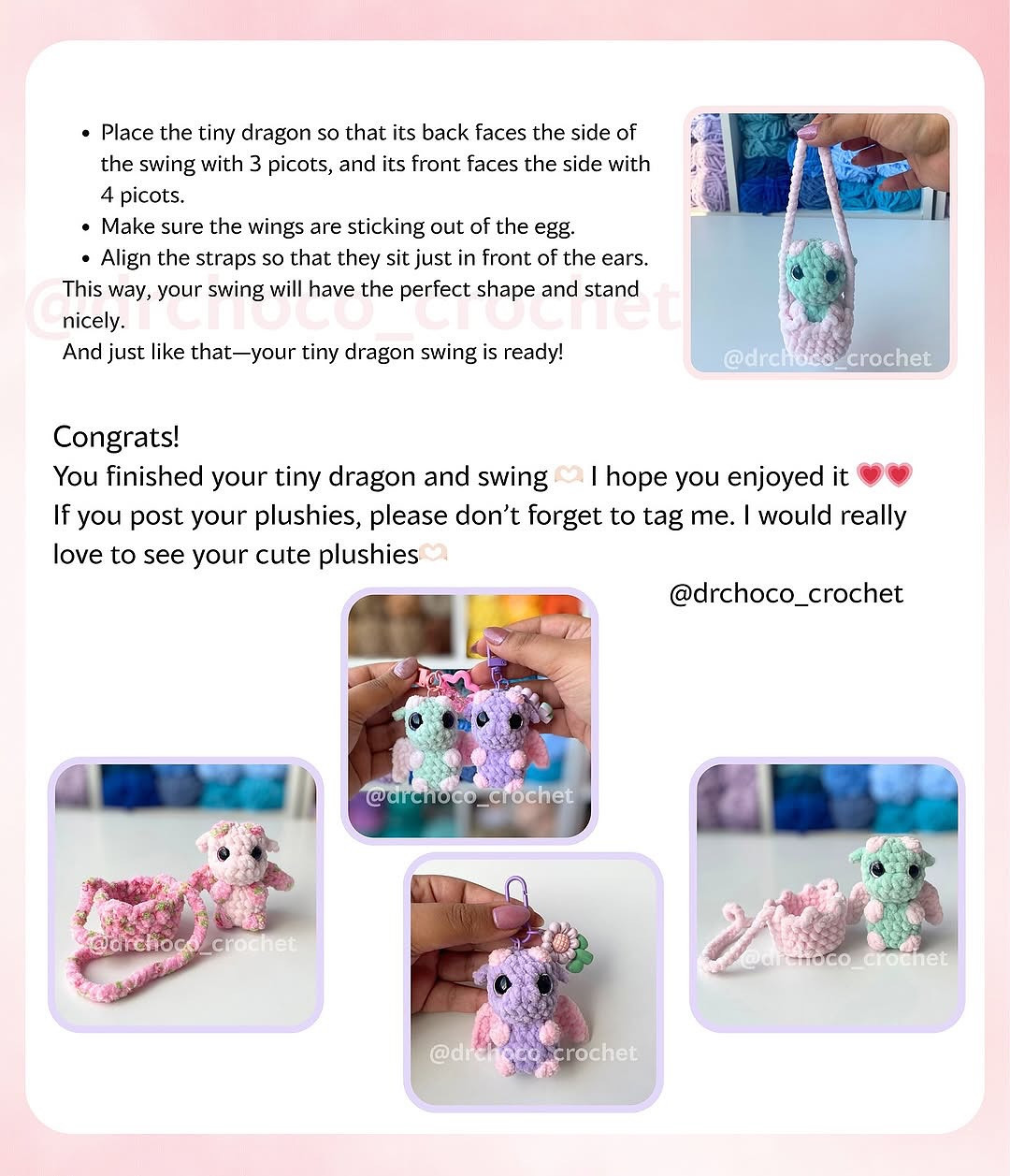 Crochet Tiny Dragon Keychains - Free Pattern by Drchoco Crochet