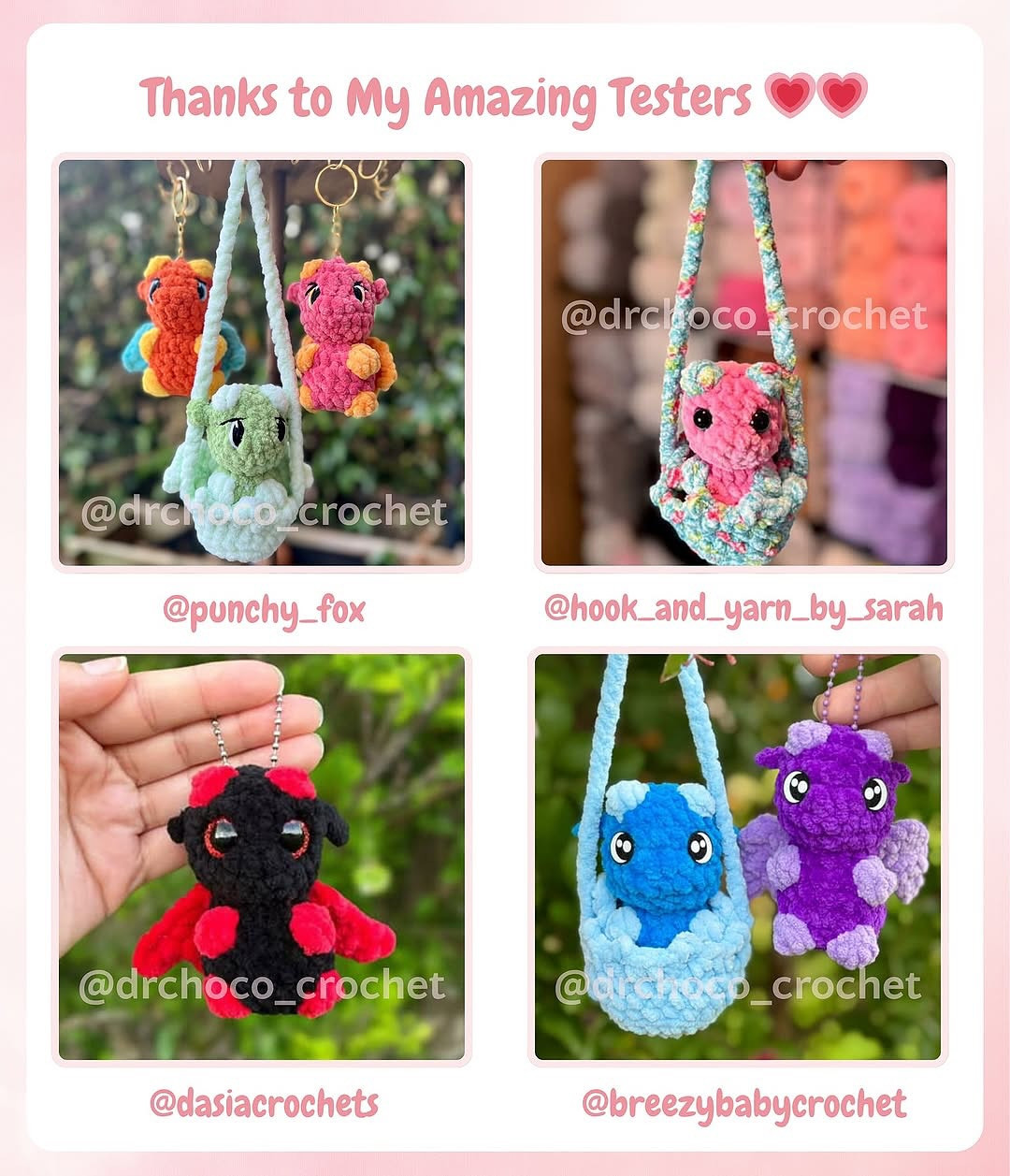 Crochet Tiny Dragon Keychains - Free Pattern by Drchoco Crochet