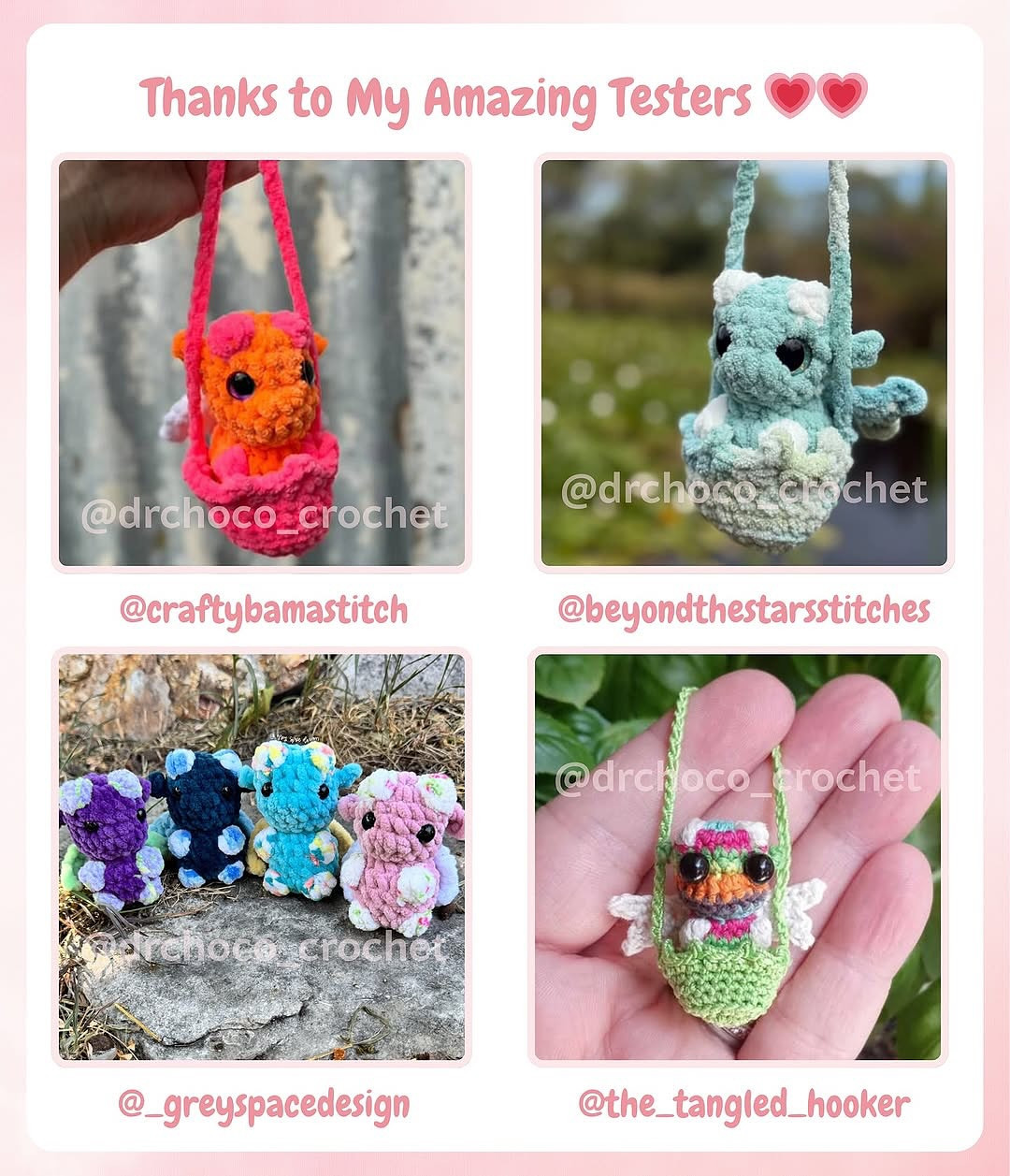 Crochet Tiny Dragon Keychains - Free Pattern by Drchoco Crochet