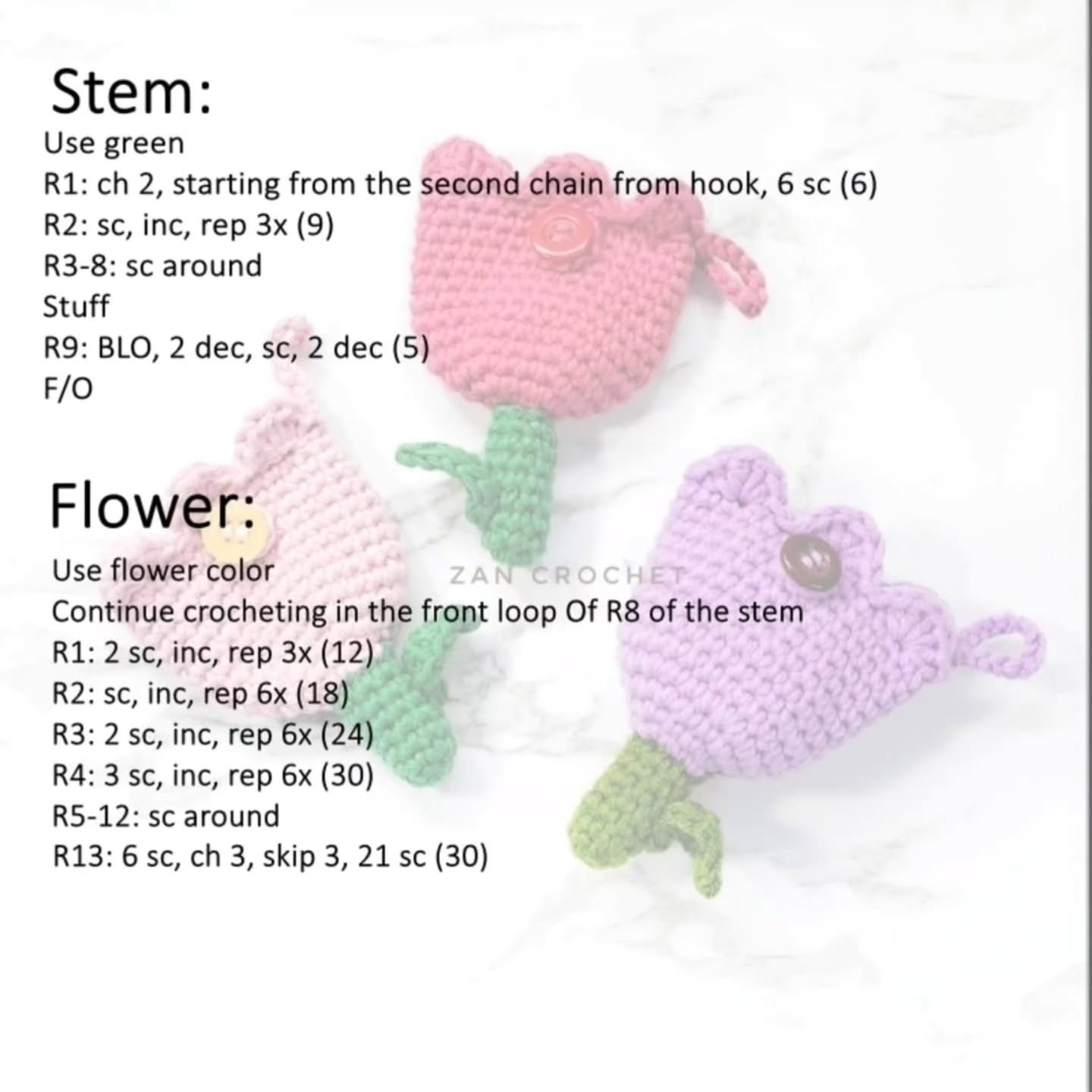 Crochet Tulip Airpod Pouch Pattern - Free Tutorial Available