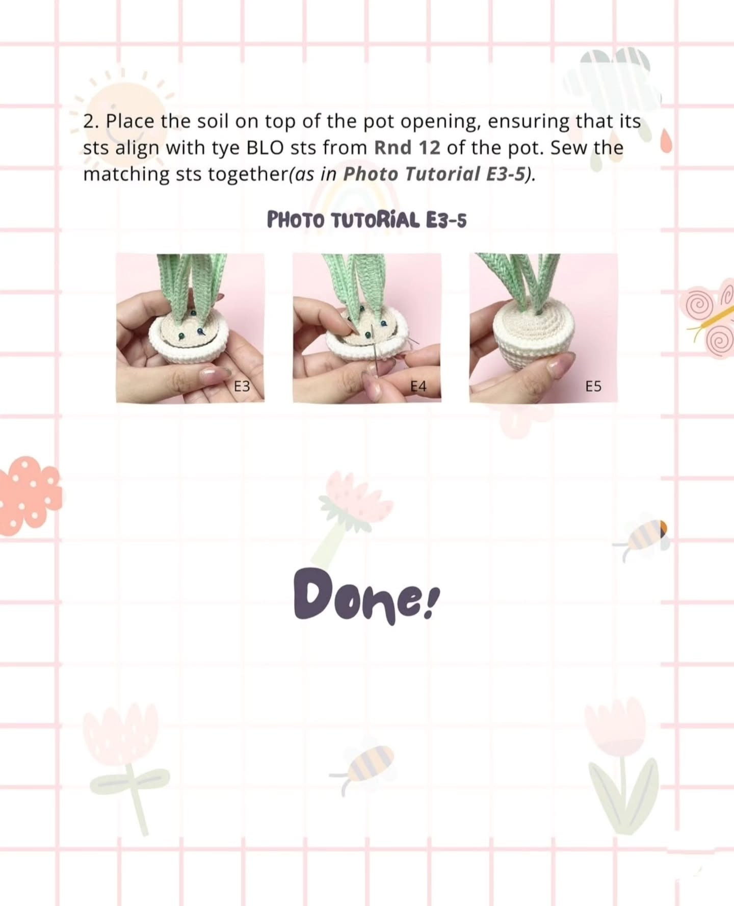 Crochet Tulip Flowers in a Pot Pattern for Beginners