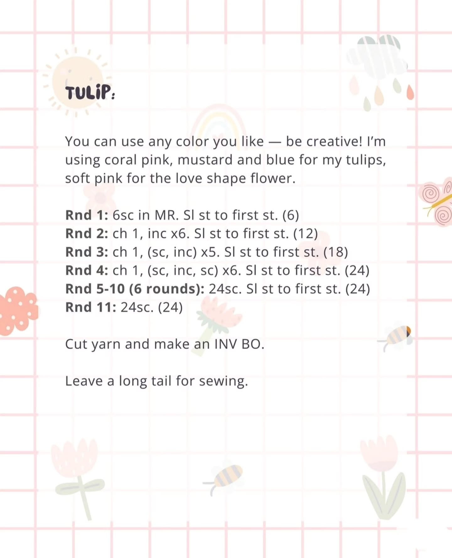 Crochet Tulip Flowers in a Pot Pattern for Beginners
