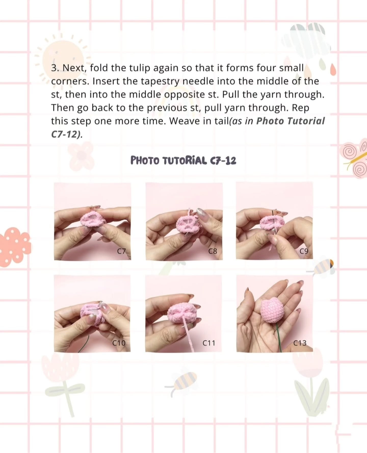 Crochet Tulip Flowers in a Pot Pattern for Beginners