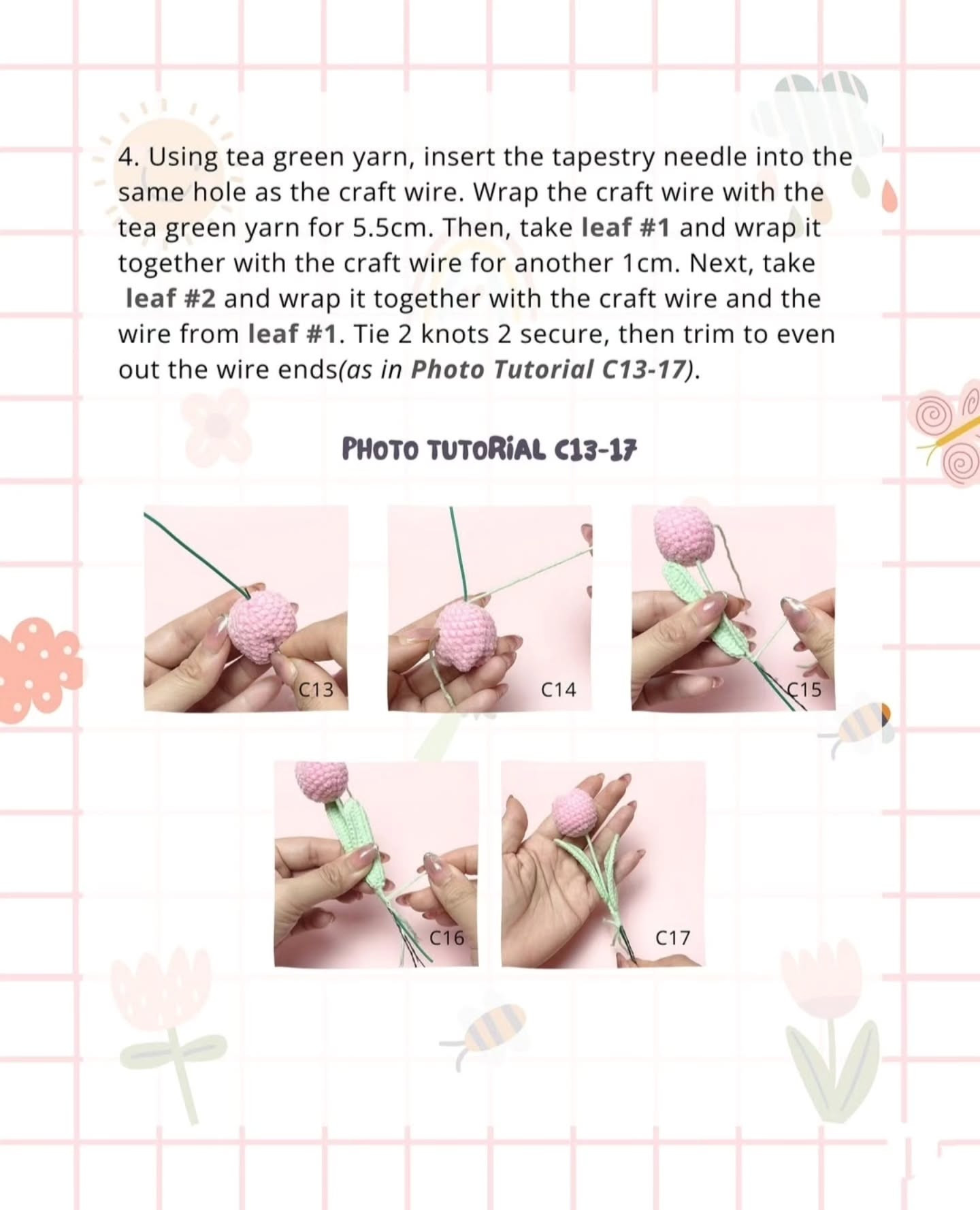 Crochet Tulip Flowers in a Pot Pattern for Beginners