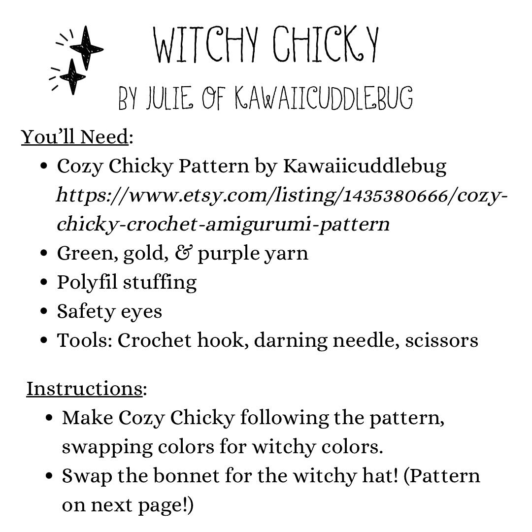 Crochet Witchy Hat for Adorable Halloween Chicky
