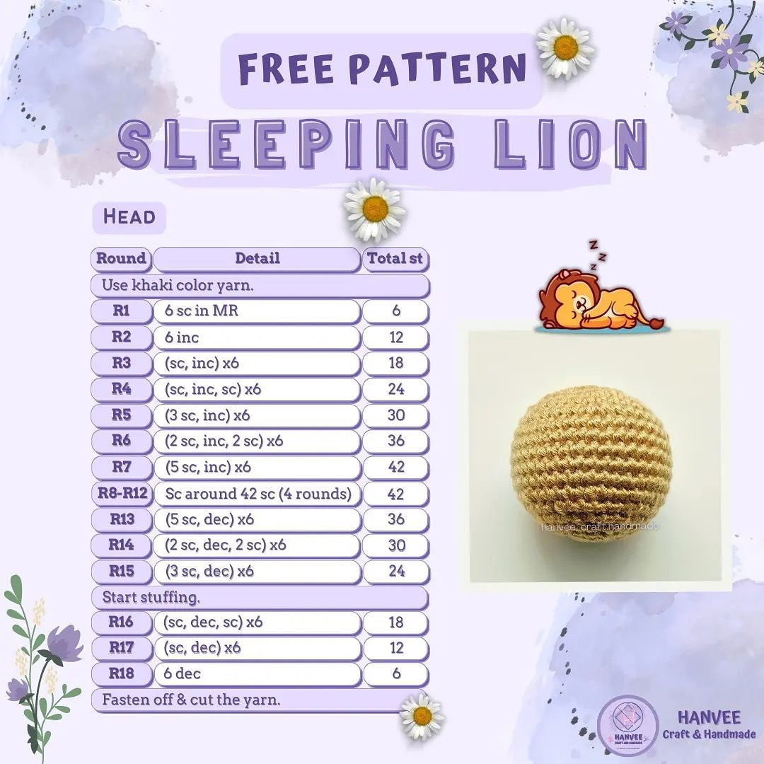 Crochet Your Own Adorable Sleeping Lion With This Free Pattern