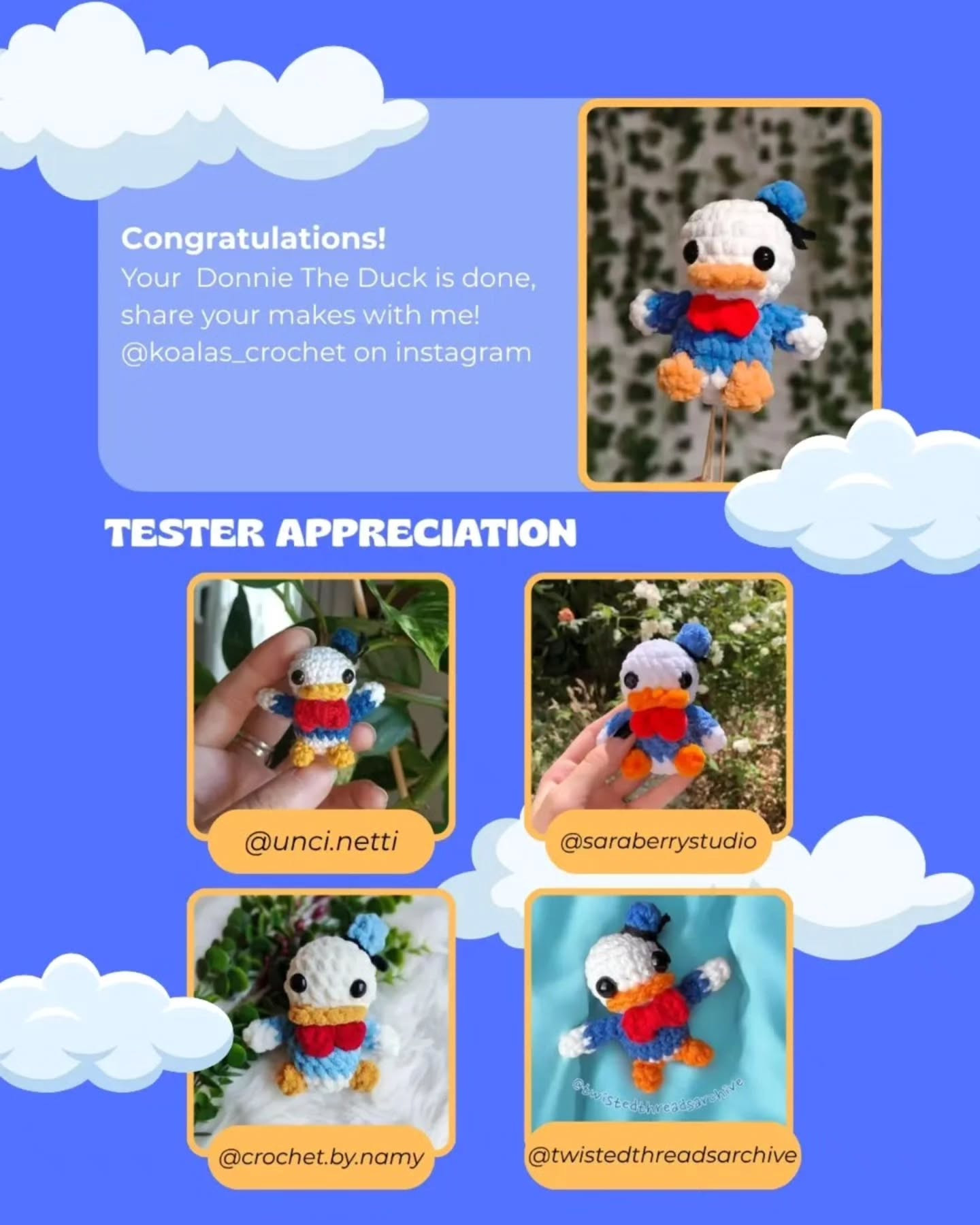 Crochet Your Own Donnie the Duck with Free Pattern