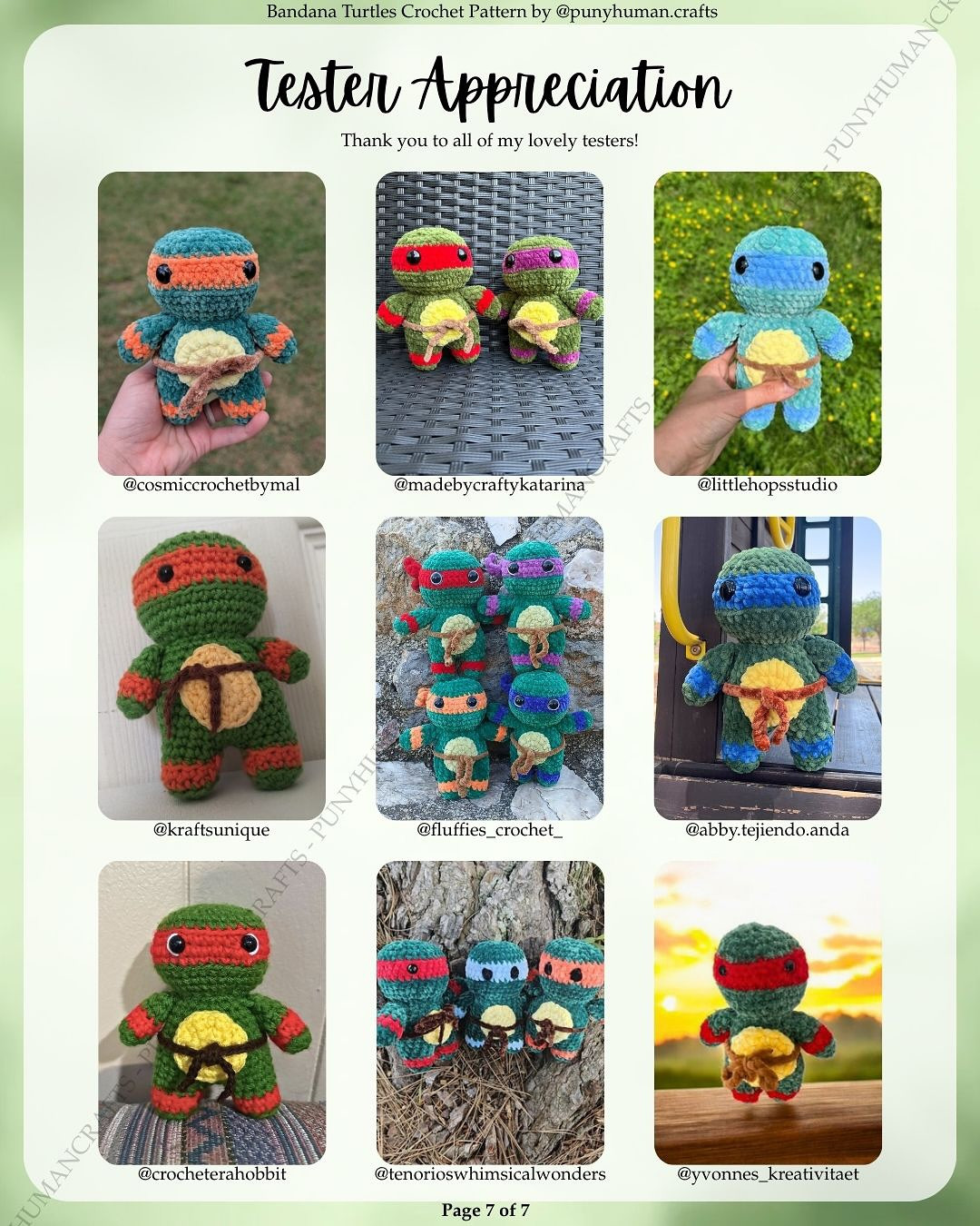 Cute Crochet Bandana Turtles Pattern for Beginners