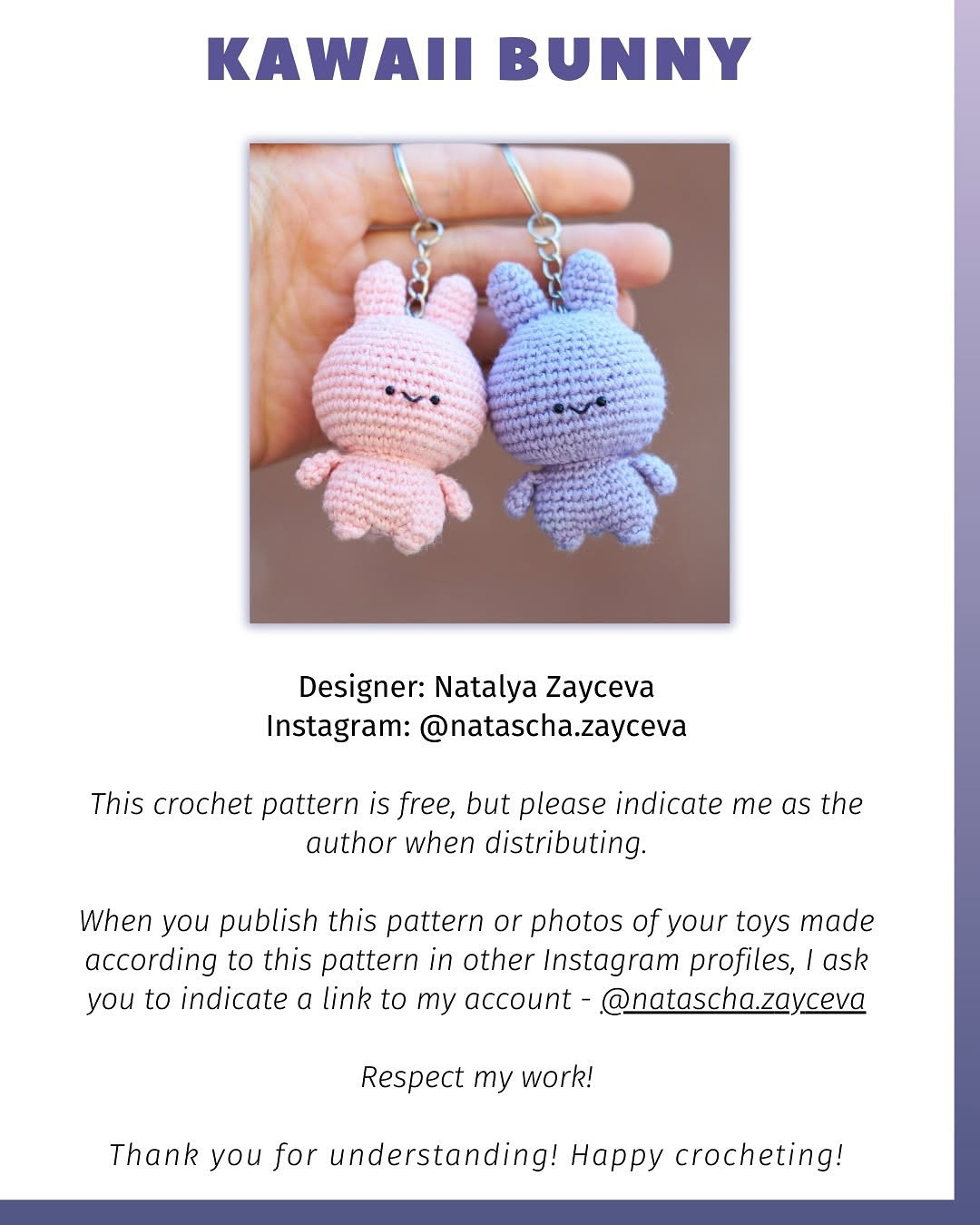 Cute Crochet Bunny Keychain Free Pattern for Beginners