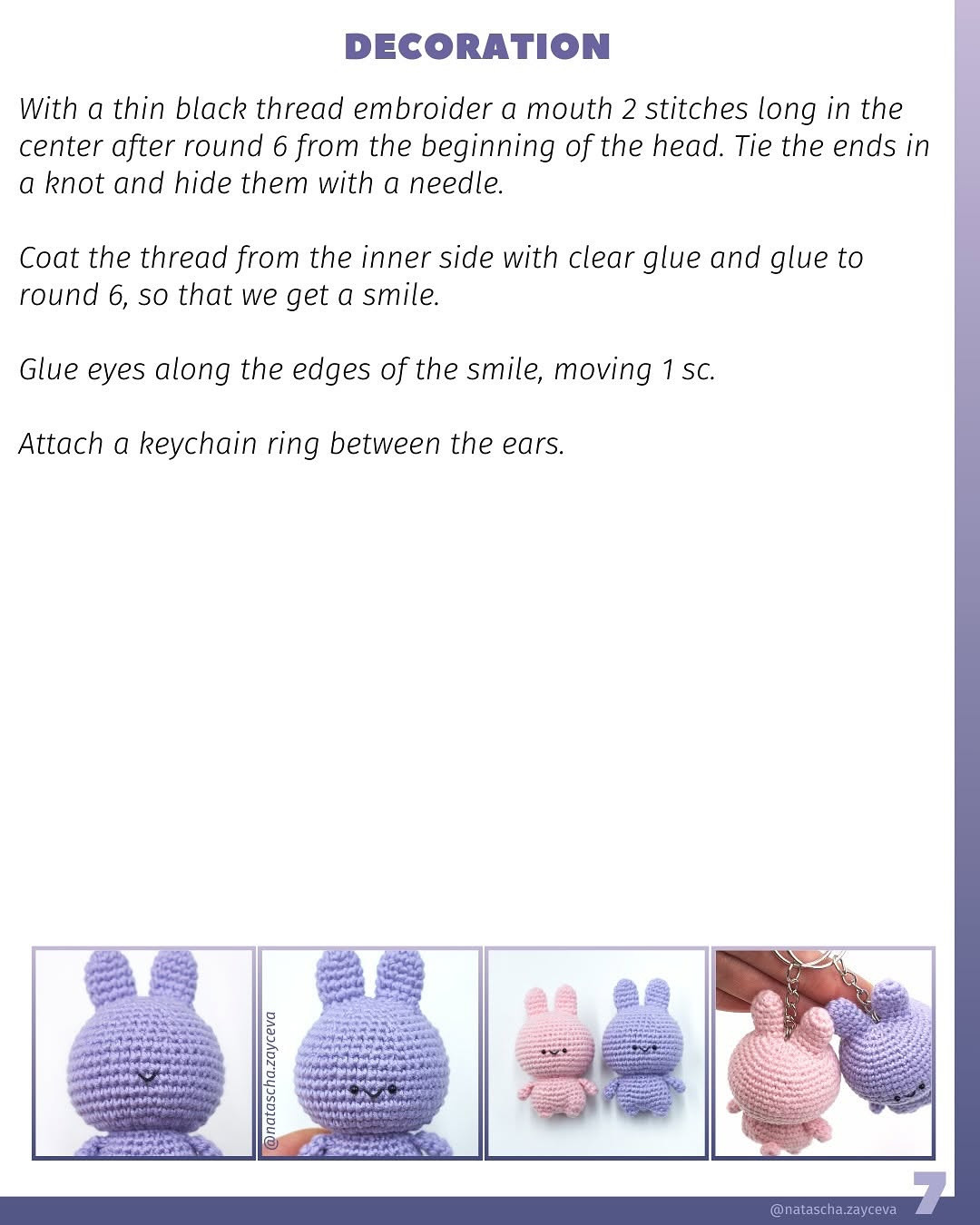 Cute Crochet Bunny Keychain Free Pattern for Beginners