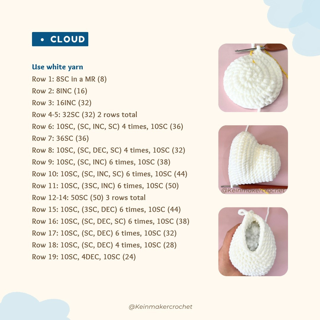 Cute Crochet Cloud and Flowers with Smiling Faces