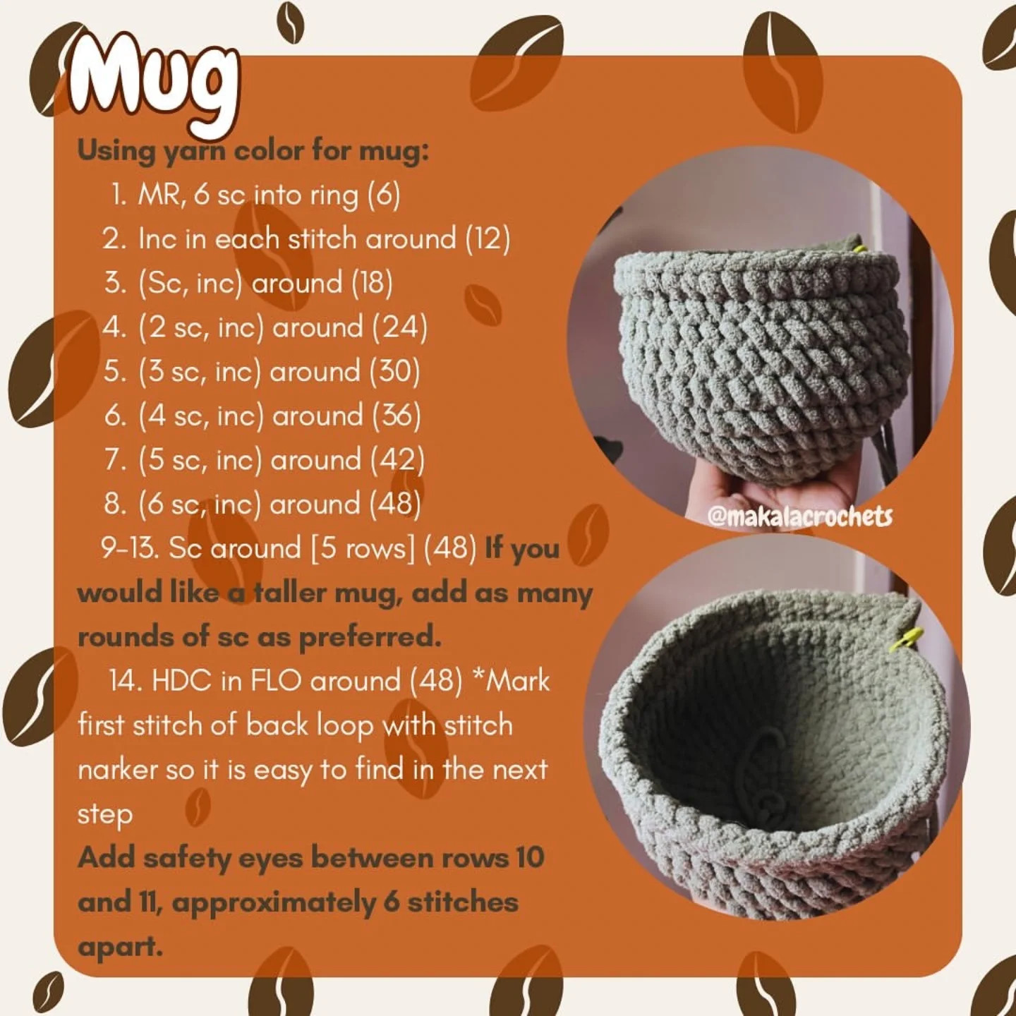 Cute Crochet Cup Plushies Free Pattern for Beginners